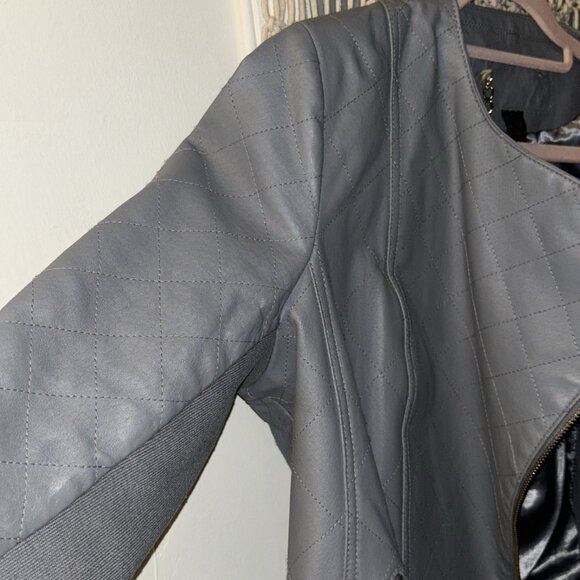 Gray Leather Jacket - Picture 4 of 5
